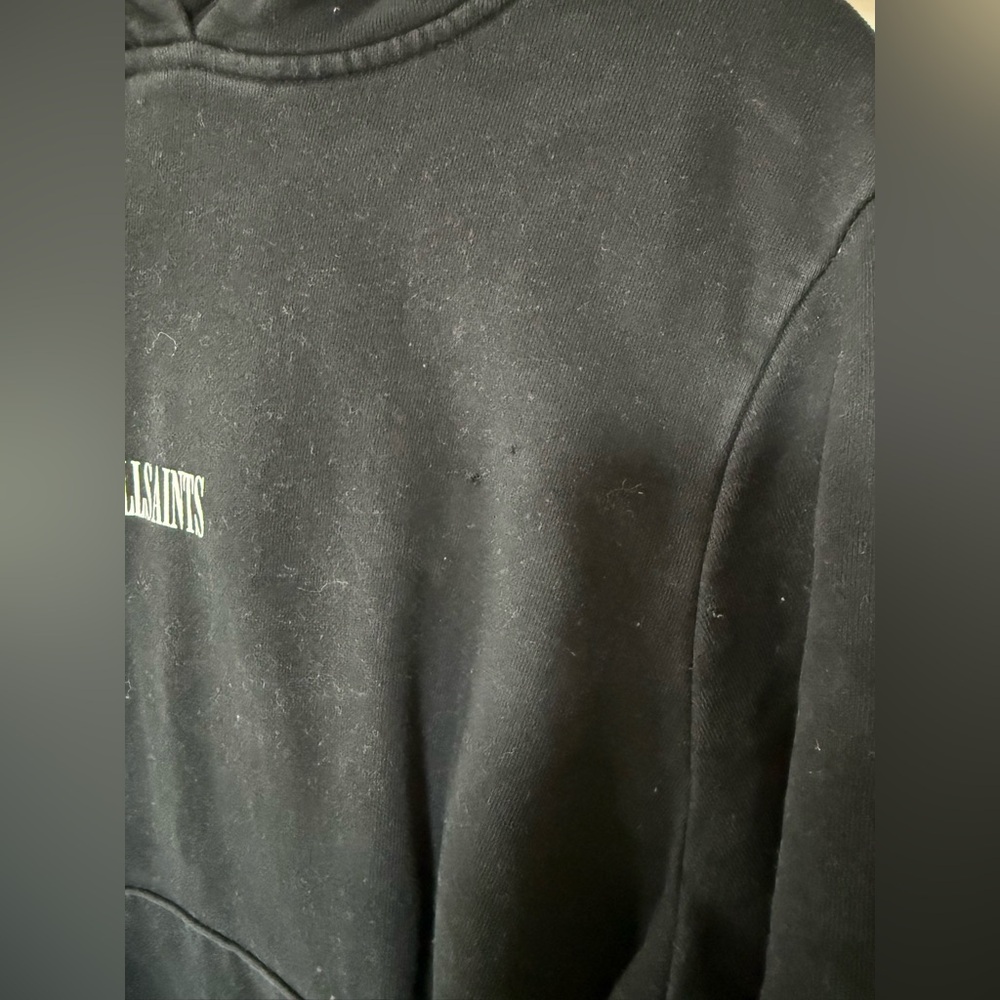 All Saints|Solid black hoodie pullover sweater with small simple logo•••Large - Picture 13 of 16